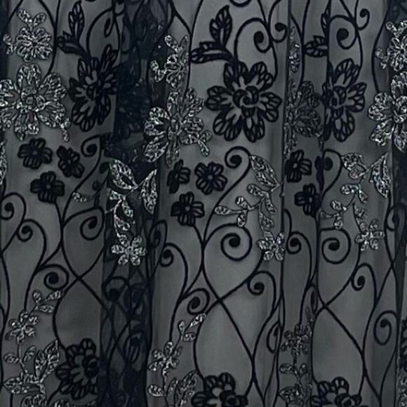 R&M Richards Sheer Black Metallic Floral Party Event Dress NWT Size 8 - Picture 8 of 14